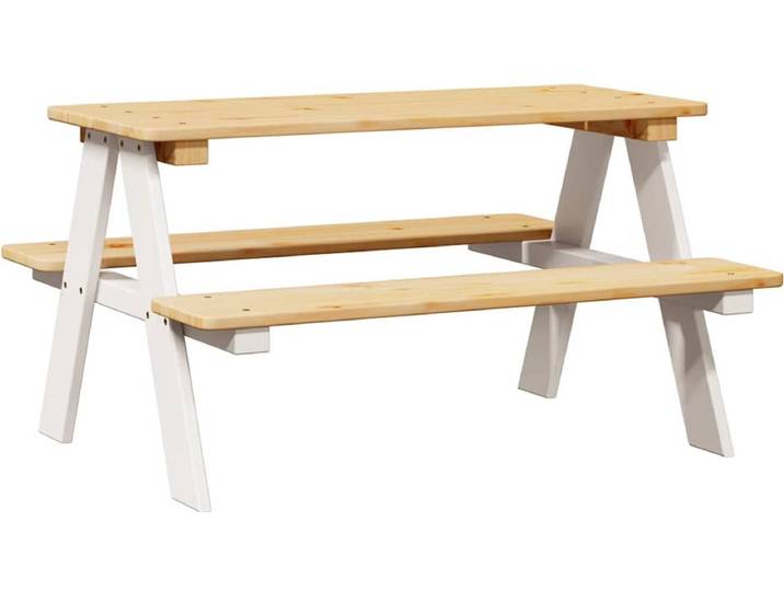 vidaXL - Kindertafel - met - banken - IRUN - 90x79\,5x50cm - massief - hout - wit