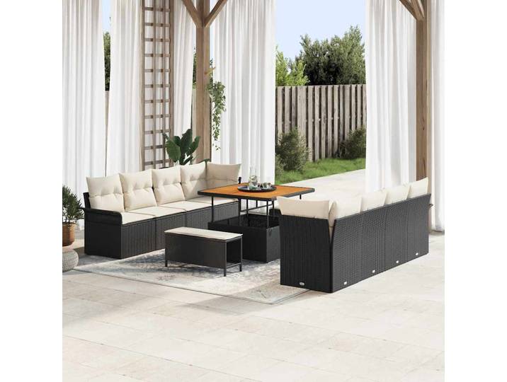 vidaXL Garten-Sofa-Set Schwarz