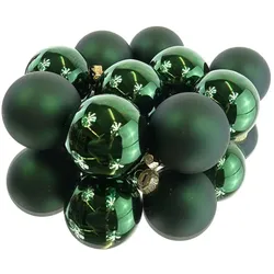 Kaemingk, Christbaumschmuck, Christbaumkugeln Pine Green dunkelgrün Ø 6 cm aus Glas - 10er Set