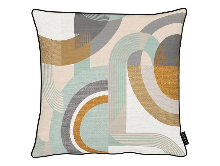 Coussin décoratif Arco - Rectangulaire Turquoise/Beige 35 x 50 x 10cm Polyester
