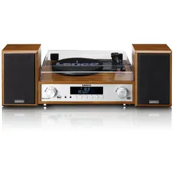 Lenco MC-160WD (Bluetooth, Plattenspieler, 2x 10 W), Stereoanlage, Mehrfarbig, Schwarz, Braun