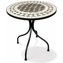 Mojawo, Gartentisch + Balkontisch, Mosaik Tisch Balkontisch Gartentisch rund Ø60xH70 cm Anthrazit /Grau (60 x 70 cm)
