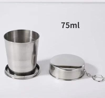 Uplift Essentials Stainless Steel Retractable Folding Cup And Portable Camping Teaware 75ml