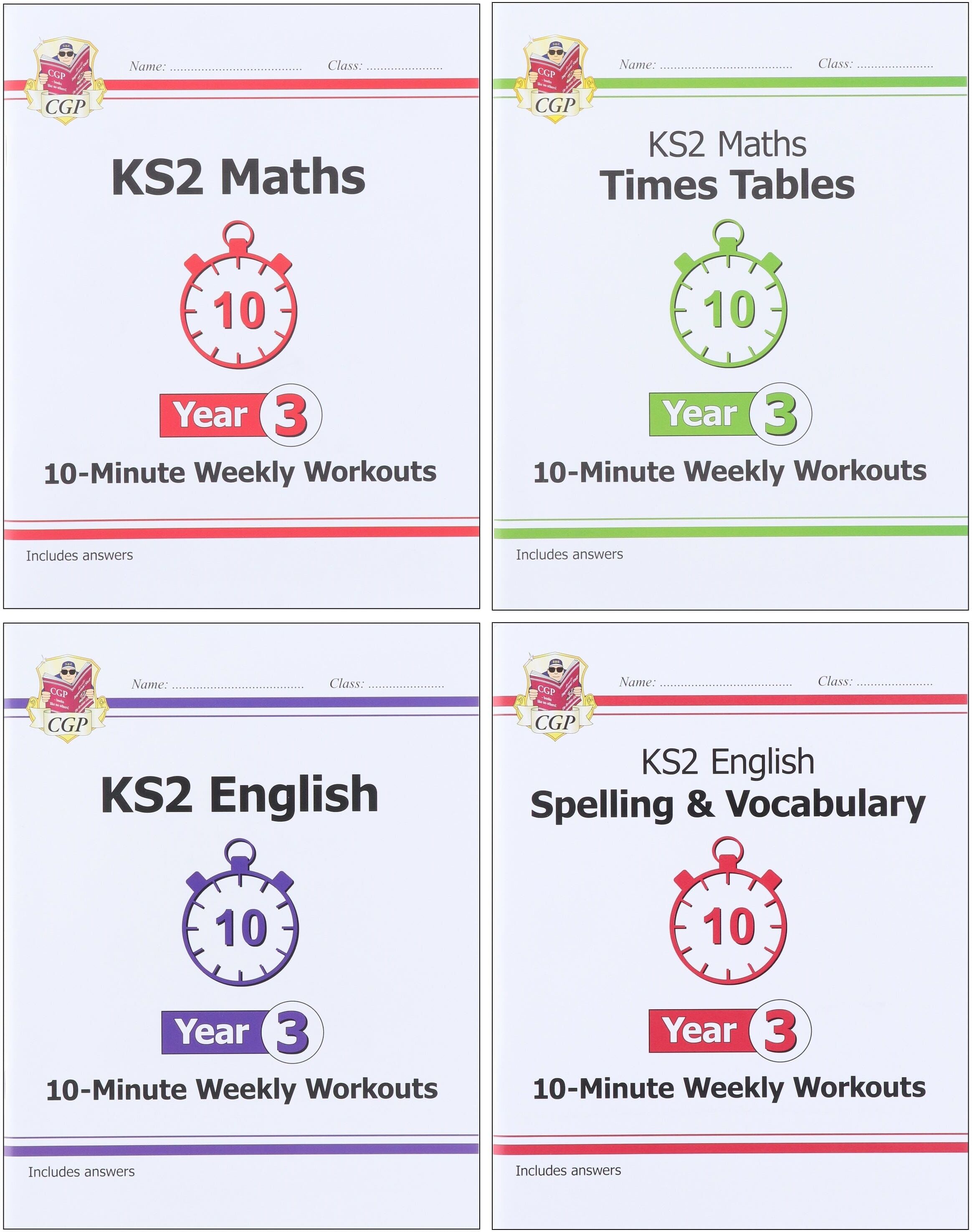 CGP KS2 (Year 3) 10-Minute Weekly Workouts Collection 4 Books Set - Ages 7-11 - Paperback Coordination Group Publications Ltd (CGP)