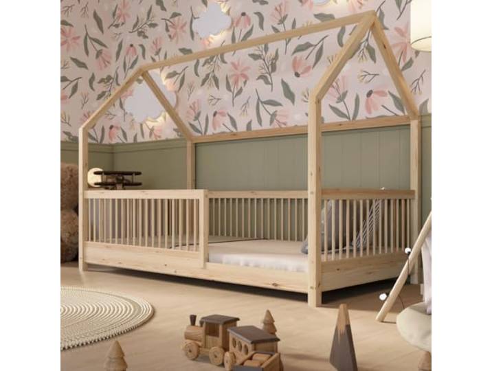 Crazy Pine Montessori Hausbett Crazy Folly 200x90 cm - Kinderbett aus Natur