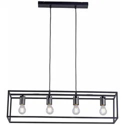 Pendelleuchte, 4-flammig, schwarz, Retro-Design, E27 Fassung, modern