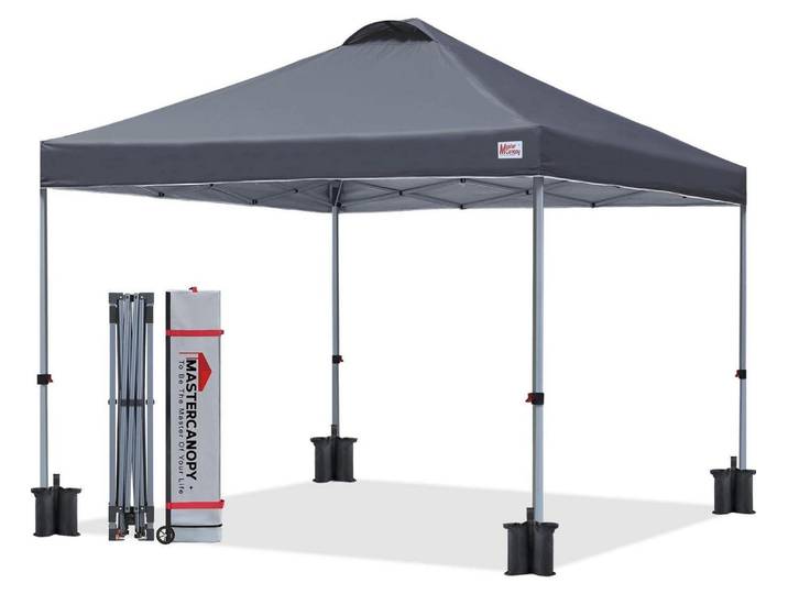 Pop-up Pavillon 3x3m Anthrazit Schnellaufbau Höhenverstellbar UPF50+ Wasserabweisend inkl. Rolltasche & Sandsäcke
