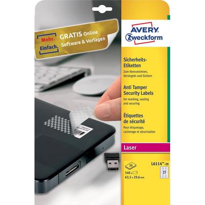 AVERY Zweckform Sicherheitsetiketten, 63,5 x 29,6 mm