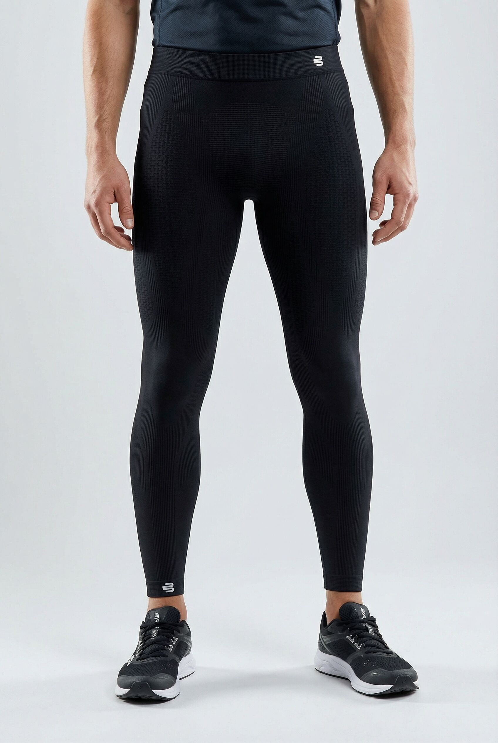 Funktionstights BAUERFEIND "COMPRESSION TIGHTS LONG", Herren, Gr. XL, N-Gr, grau (anthrazit), Obermaterial: 90% Polyamid, 10% Elasthan, Hosen Funktionstights, mit gezielter Zonenkompression, aktivierende Kompressionszonen