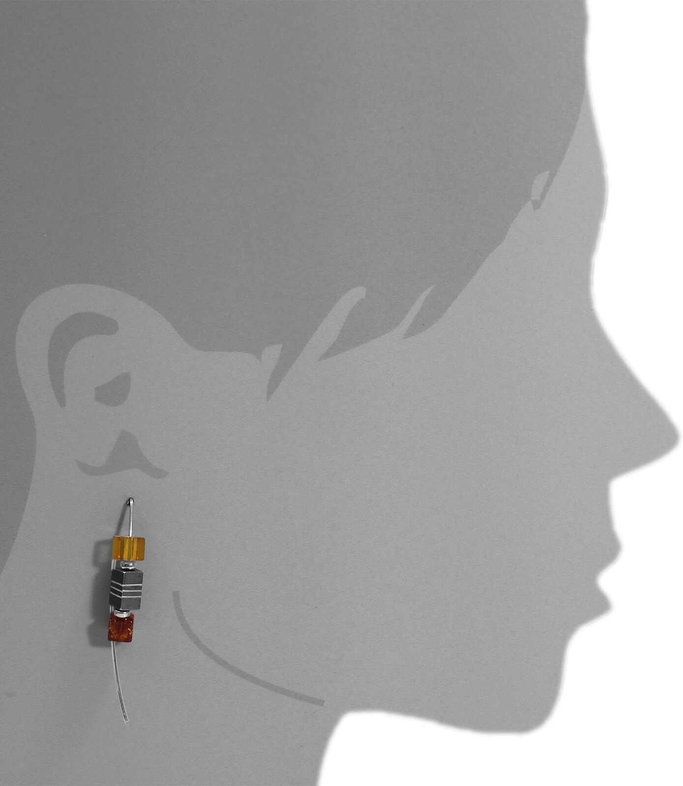 Paar Ohrhänger OSTSEE-SCHMUCK "Ostsee-Schmuck Ohrhänger Würfel Ohrhänger Würfel", gelb (weiß, neutral), Ohrringe, Damen, 32 x 6mm, Silber 925 (Sterlingsilber), Paar Ohrhänger