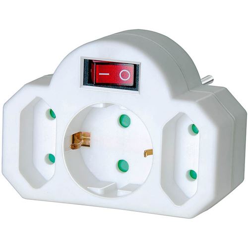 Brennenstuhl Steckdosenadapter mit Schalter auf Weiß Kindersicherung