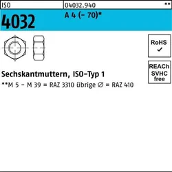 Sechskantmutter ISO 4032 M3 A 4 100 Stück