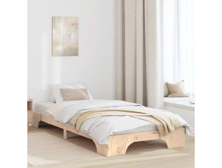 YUTAASU Bettrahmen Massivholz Natur 90x190 cm Fester Lattenrost, veredelte Rückseite, einfache Montage, pflegeleicht
