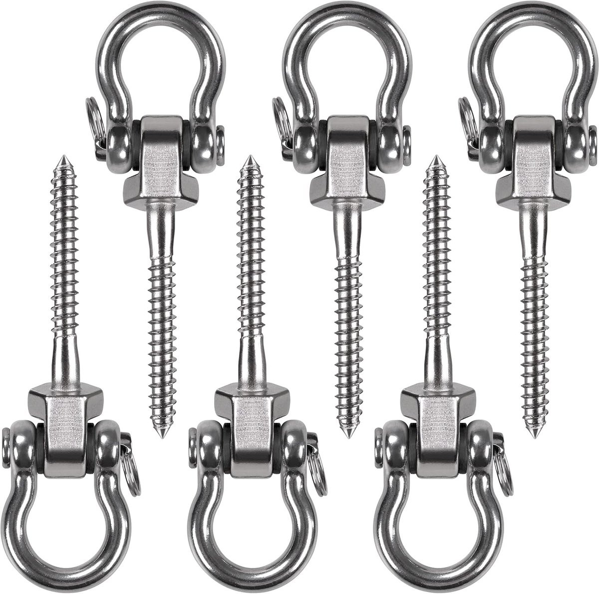 Set van 6 Swing Hanger Heavy Duty Hangmat Haken met Draaibare Oogbout Schroeven 130mm voor Yoga, Bokszak of Zandzak, 1800LBS Draagkracht