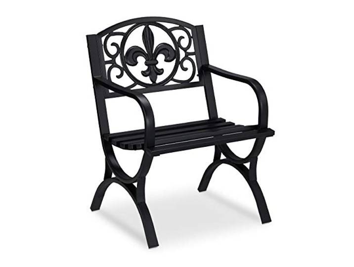 Relaxdays Gartenstuhl Vintage, Gartensessel m. Armlehnen, schwarz