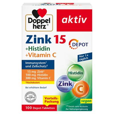 Doppelherz Zink 15 mg+Histidin+Vit.C Depot aktiv 100 St Tabletten