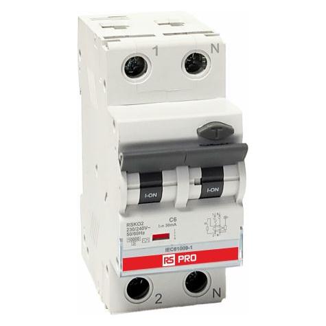 RS PRO RSKO RCBO RCBO 6A, 1-polig Typ C, Empfindlichkeit 30 mA (756210)