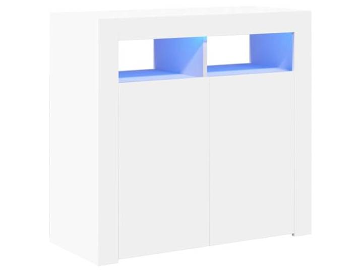 vidaXL Sideboard mit LED-Leuchten Kommode Anrichte Schrank Beistellschrank Mehrzweckschrank Standschrank Flurschrank Weiß 80x35x75cm