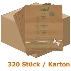 Bio Papierbeutel Natura Biomat kompostierbar 7 L KARTON 320 Stück/Karton, kompostierbar gemäß EN 13432