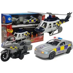 Lean Toys Polizei-Licht-/Soundfahrzeug-Set