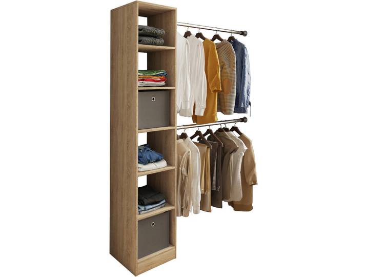 Dachschrägenregal, Braun, 38x194x40 cm, Metall & Holzwerkstoff, Erweiterbar, Modern, MID.YOU