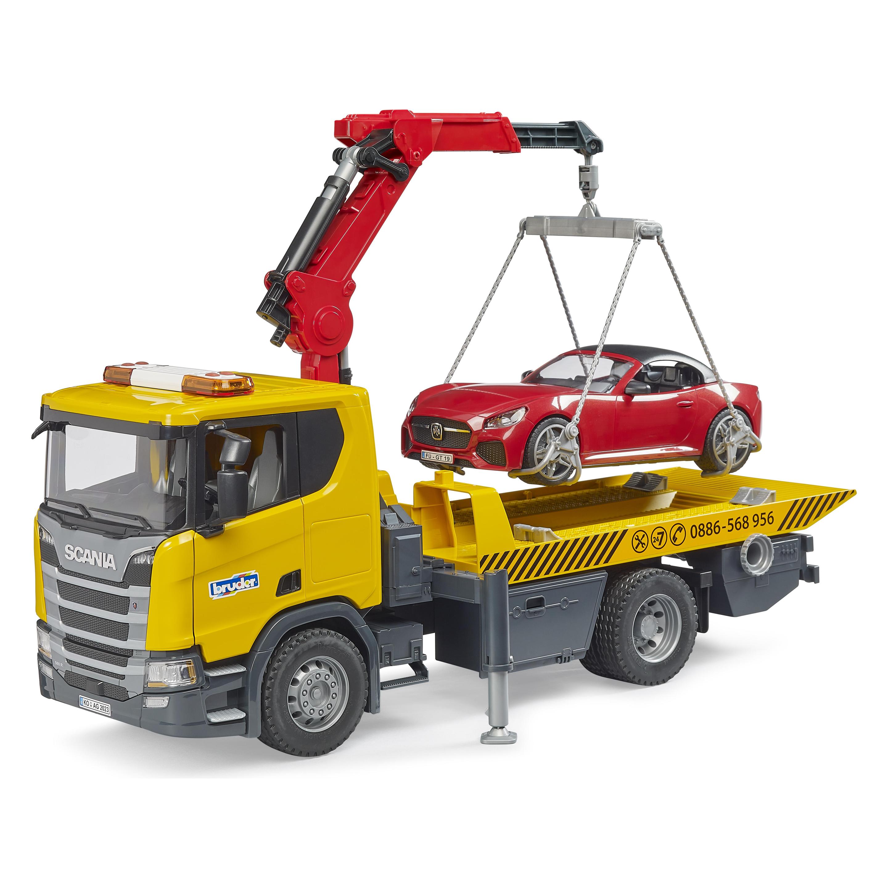 Bruder Scania Super 560R Abschlepp-LKW m. L+S Modul + Roadster (03552)