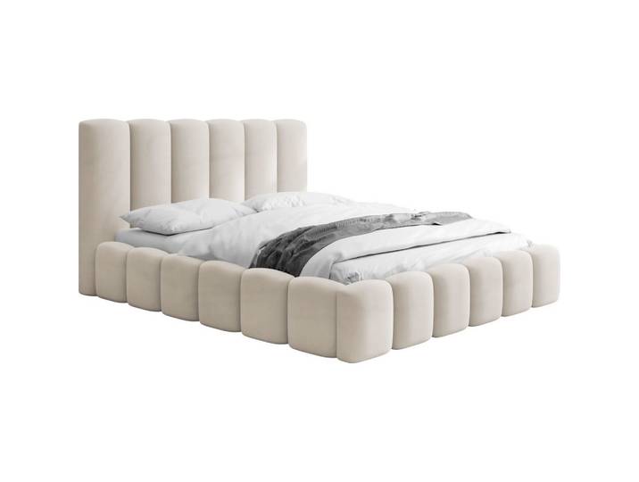 POLSTERBETT Serenity mit Bettkasten, Beige Samt 160x200 cm