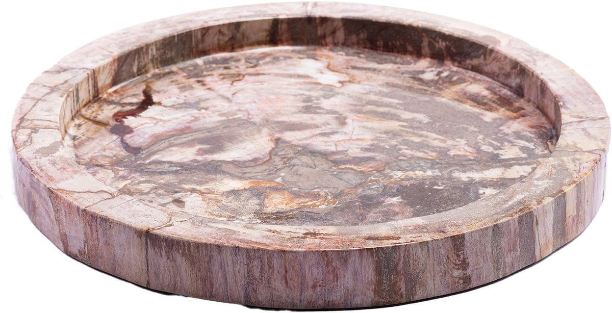 PTMD Dice Natural Petrified Wood Ronde Bord met Rand