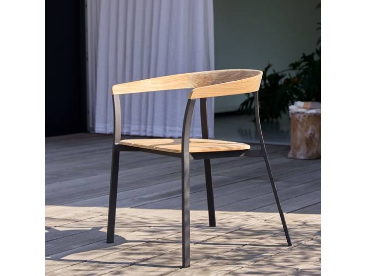 Gartenstuhl Arco aus massivem Teakholz und Aluminium - Natur