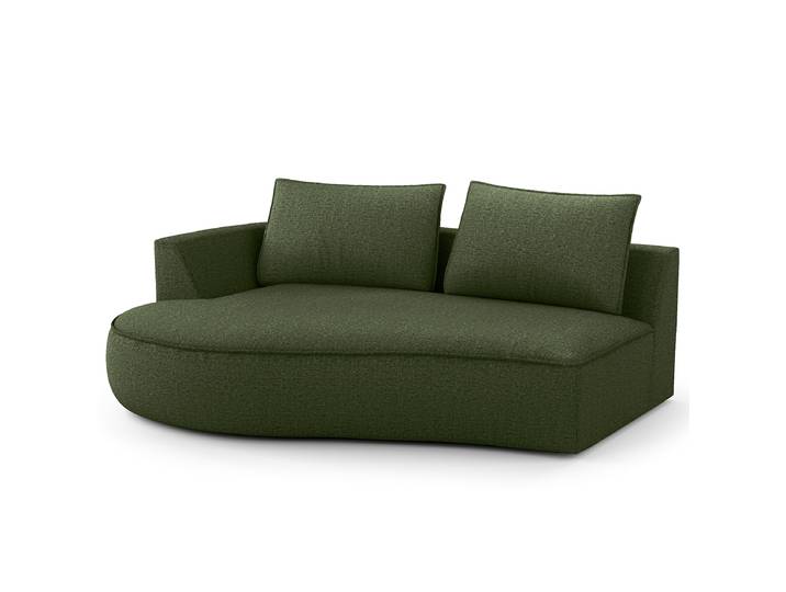 Modulottomane Grün/Moosgrün Chenille Buladi 196 x 146cm Ausrichtung links Glamour