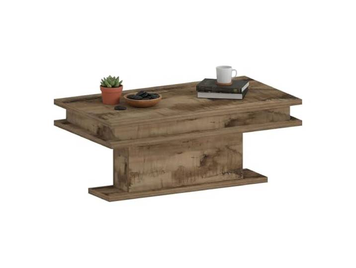 Dmora - Couchtisch Leon, Wohnzimmer-Couchtisch, niedriges Aufbewahrungselement, Couchtisch, 100x55x42 cm, Ahorn mit LED-Licht