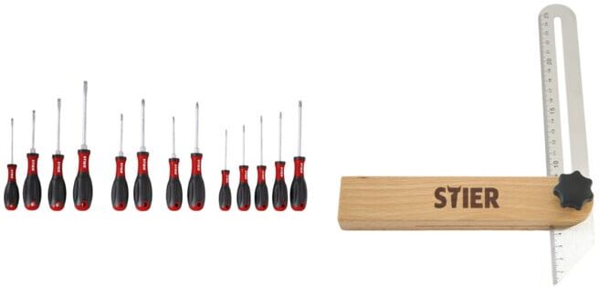 Set STIER Schraubendreher-Satz Big Pack 13-teilig + STIER Präzisions-Schmiege Länge 250 mm