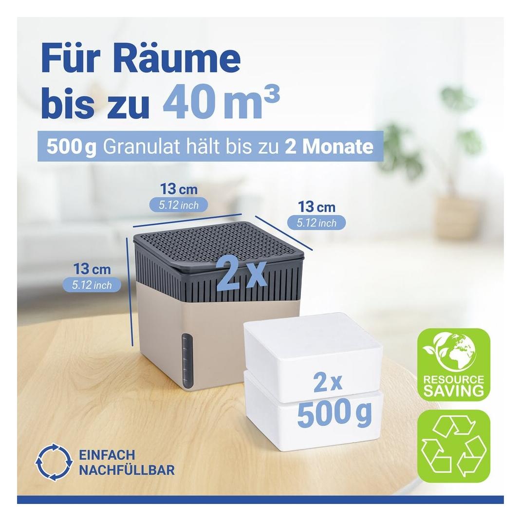 Wenko 2 Cube Raumentfeuchter, 2x 500,0 g (40 m²) (69386800)