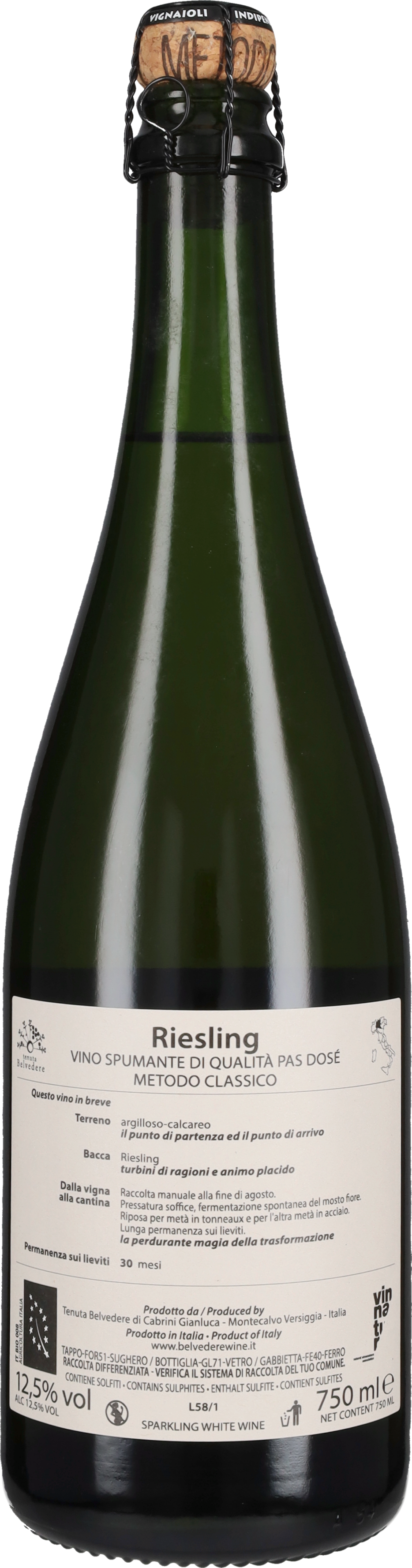 Classic Method Sparkling Pas Dosé 'Gatto senza Baffi' Tenuta Belvedere