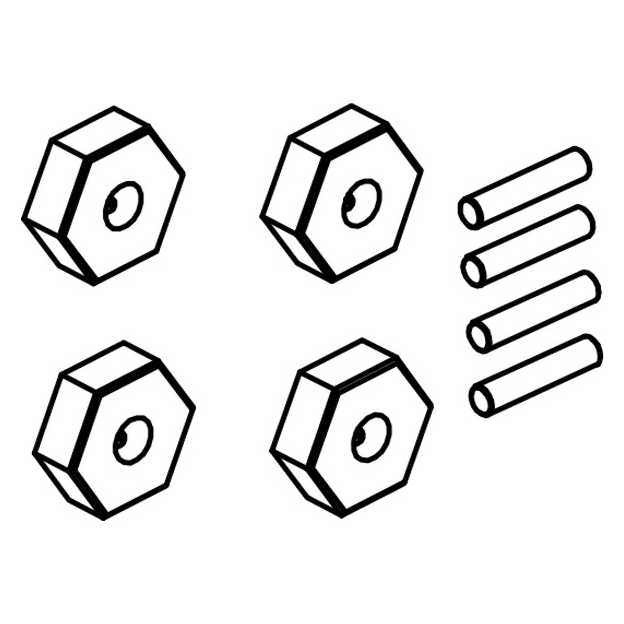 Absima Wheel Hex Nuts & Pins (4) (1610139)