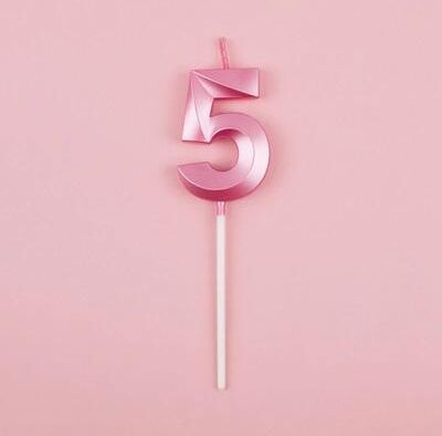 Uplift Essentials 3D Metallic Digital Birthday Candle pink No 5