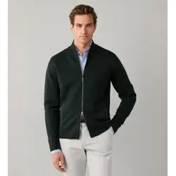 Hackett London für Herren. HM7000285 Pullover mit Reißverschluss Milano Fzip grün (L), Lässig, Wolle, Klassisch, Langarm