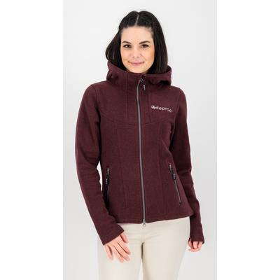 Strickfleecejacke DEPROC ACTIVE "GLORY MAY", Damen, Gr. 44L, lila (berry), Fleece, 100% Polyester, figurbetont hüftbedeckend, gerader Abschluss, Jacken, mit 2-Wege-Reißverschluss