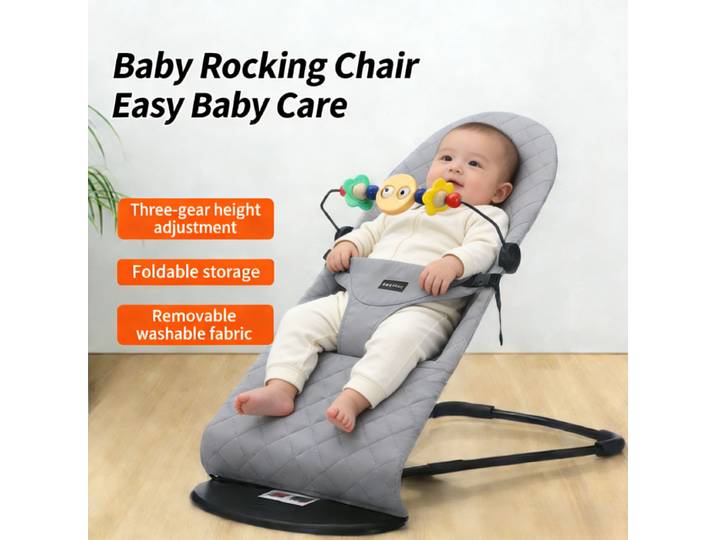 IMBABY Chaise pivotante pliable à bascule multi-hauteur pour nouveau-nés de 0 à 12 mois, videur réglable avec jouets détachables, lavable