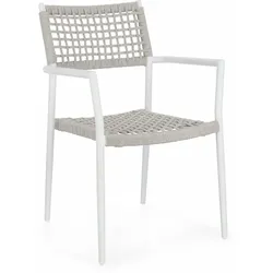 Gartenstuhl Caleta aus Aluminium, modern stapelbar, hellgrau weiß, Outdoor geeignet
