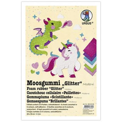 URSUS Moosgummi 'Glitter - Modern', 20 x 30 cm, sortiert