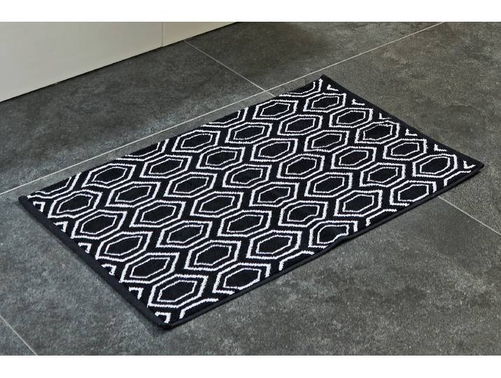 Tapis de bain Daily Shapes Ethno 50 x 70cm Blanc/Noir/Noir