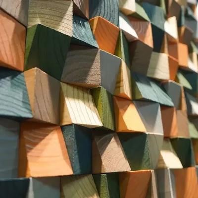 Uplift Essentials 3D Wooden Mosaic Wall Art Acoustic Diffuser Panel For Home Or Office Decor style D
