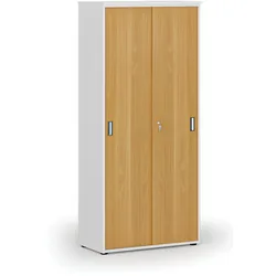 Schrank mit Schiebetür PRIMO WHITE, 800 x 420 x 1781 mm, Weiß/Buche