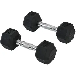 2er-Set Gummi-Hantel Fitness Hantel Kurzhantel für Trainingsraum schwarz 5 KG