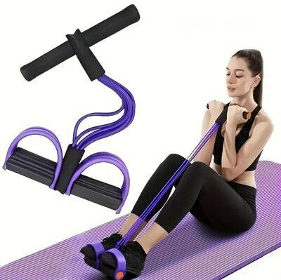Uplift Essentials Six Tube Resistance Band Tensioner For Full Body Home Workouts purple