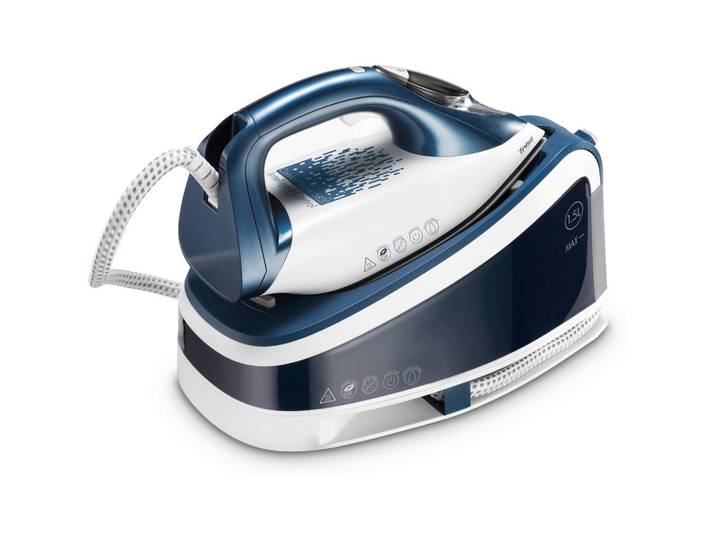 Trisa Electronics Dampfbügeleisen, Blau, Weiss, Metall, Kunststoff, 1500 ml, 19x23x32.50 cm, RoHS, Tropf-Stopp, stufenlose Temperaturwahl, Betriebskontrollleuchte, Haushalt & Reinigung, Wäschepflege