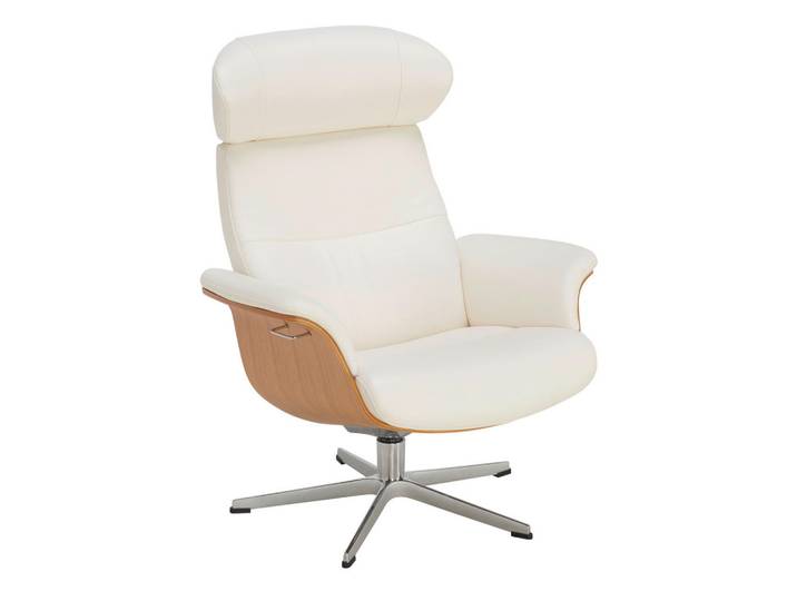 Conform Relaxsessel, Weiss, Eichefarben, Metall, Echtleder, Eiche, furniert, 81x101x80 cm, Lederauswahl, Stoffauswahl, Wohnzimmer, Sessel, Relaxsessel