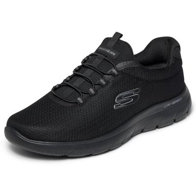 Slip-On Sneaker SKECHERS "SUMMITS-CORLEN", Herren, Gr. 45, Textil, schwarz uni, unifarben, Schuhe, Schlupfschuh, Halbschuh, Freizeitschuh, Maschinenwäsche