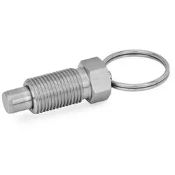 Edelstahl-Rastbolzen, mit Zugring / mit Zugöse, ohne Rastsperre (717-5-M8-A-NI)